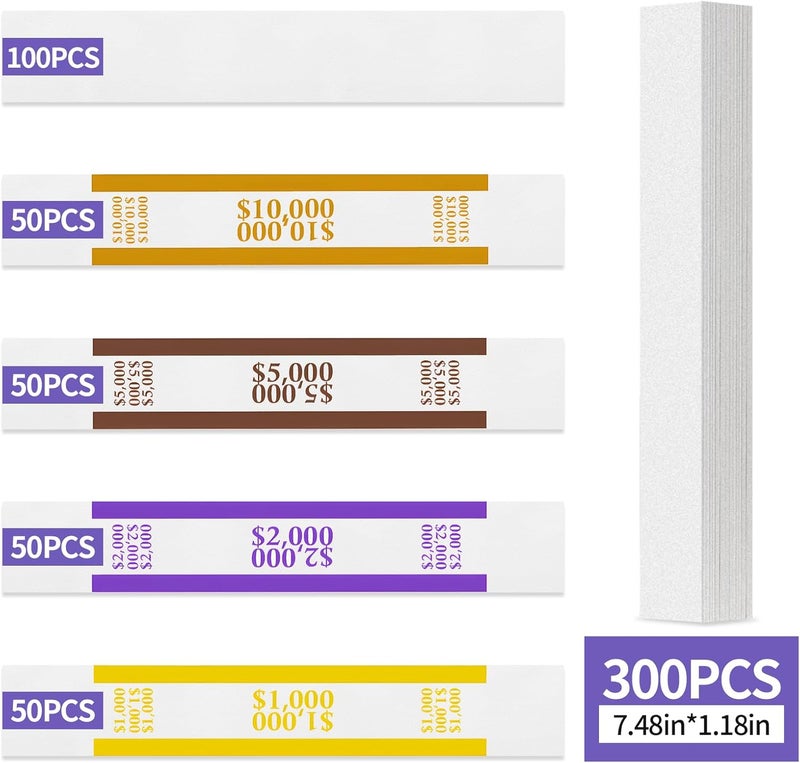 Bolsdoic 300pcs Currency Straps for Cash Management，4 Colors Self Adhesive Money Wrappers for Bills，Money Band Bill Wrappers for Banks, Businesses, and Home - Image 4